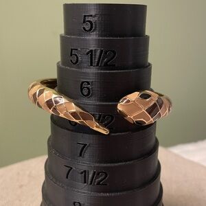 Clamper Bracelet, Stylish Snake Gold, w/ Tan and Brown enamel 
size 6.5 to 7